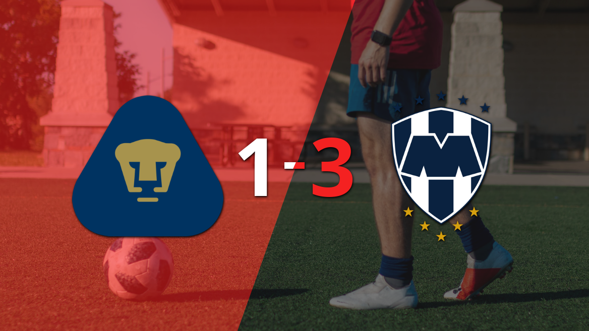 CF Monterrey consiguió una importante victoria al derrotar a Pumas UNAM por 3 tantos a 1
