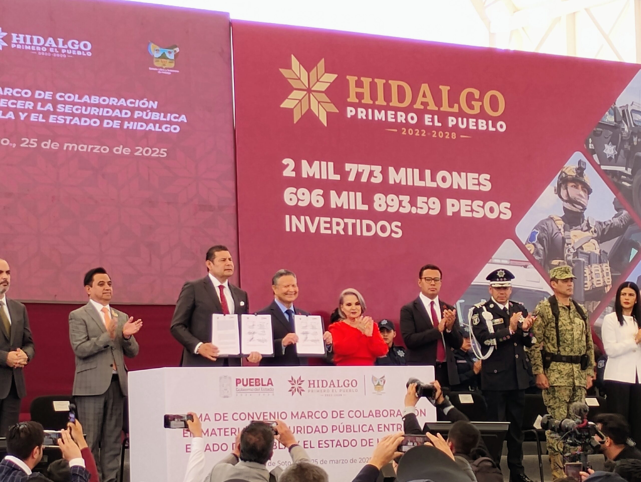 Hidalgo invierte 2.7 mmdp en seguridad: firma convenio con Puebla para vigilar límites territoriales
