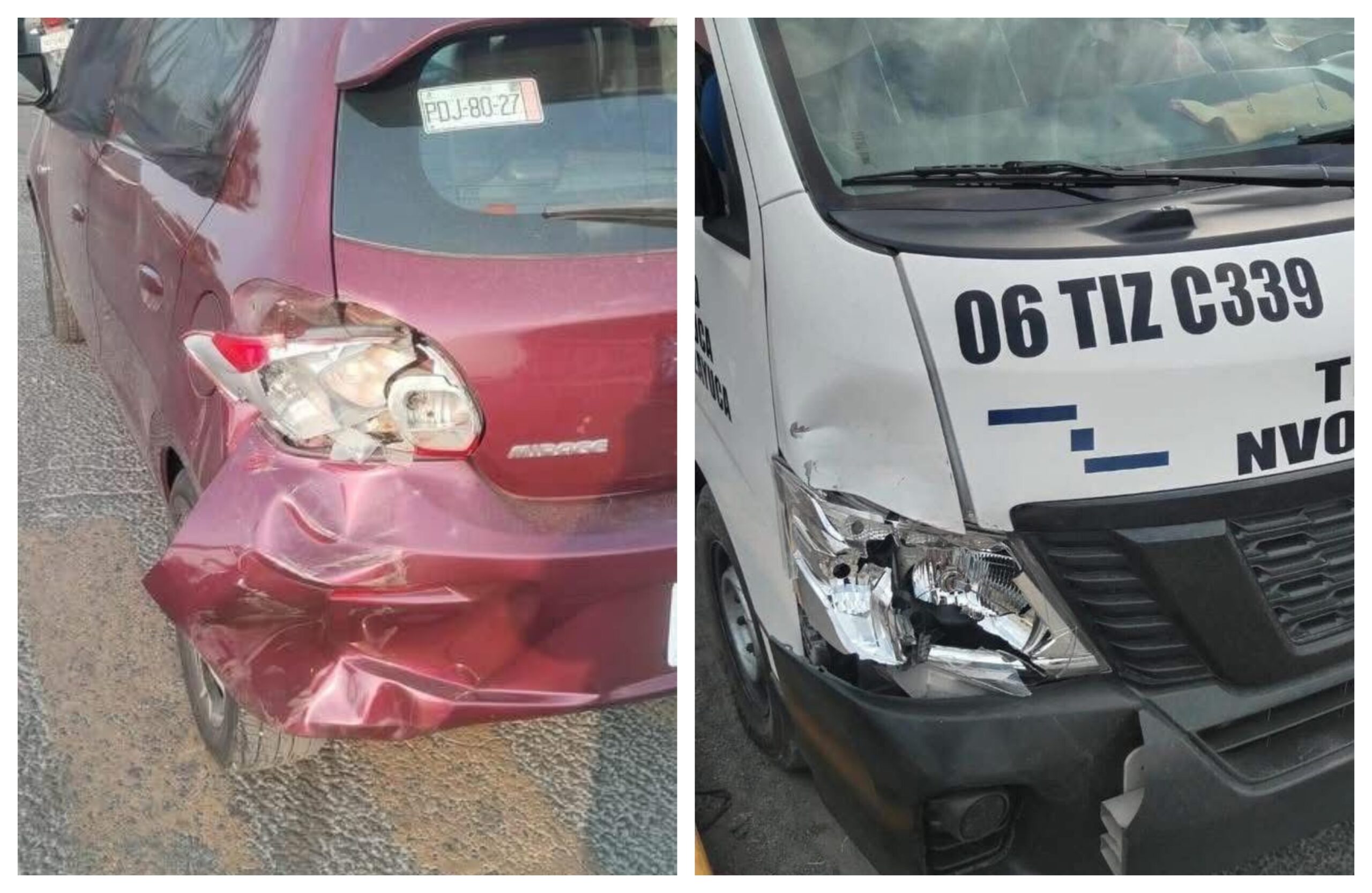 Tizayuca: accidente entre combi y auto deja a menor de edad y mujer lesionados