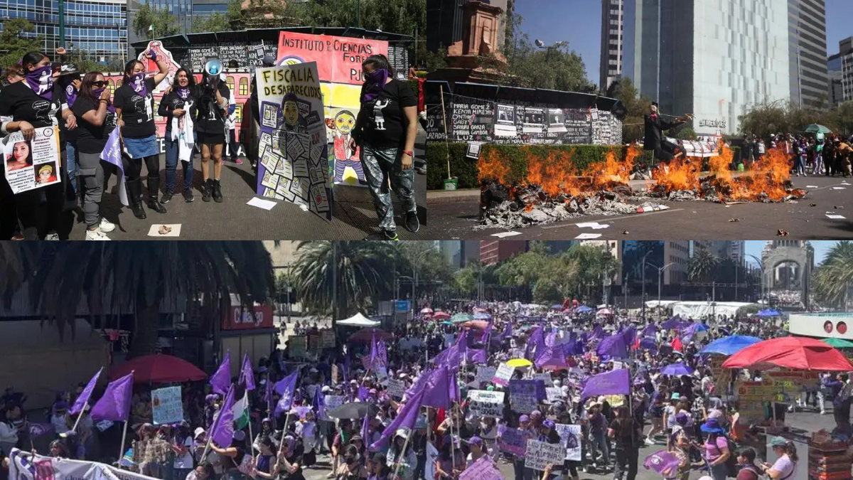 Con demandas de justicia y alto a feminicidios, marchan en CDMX por el 8M