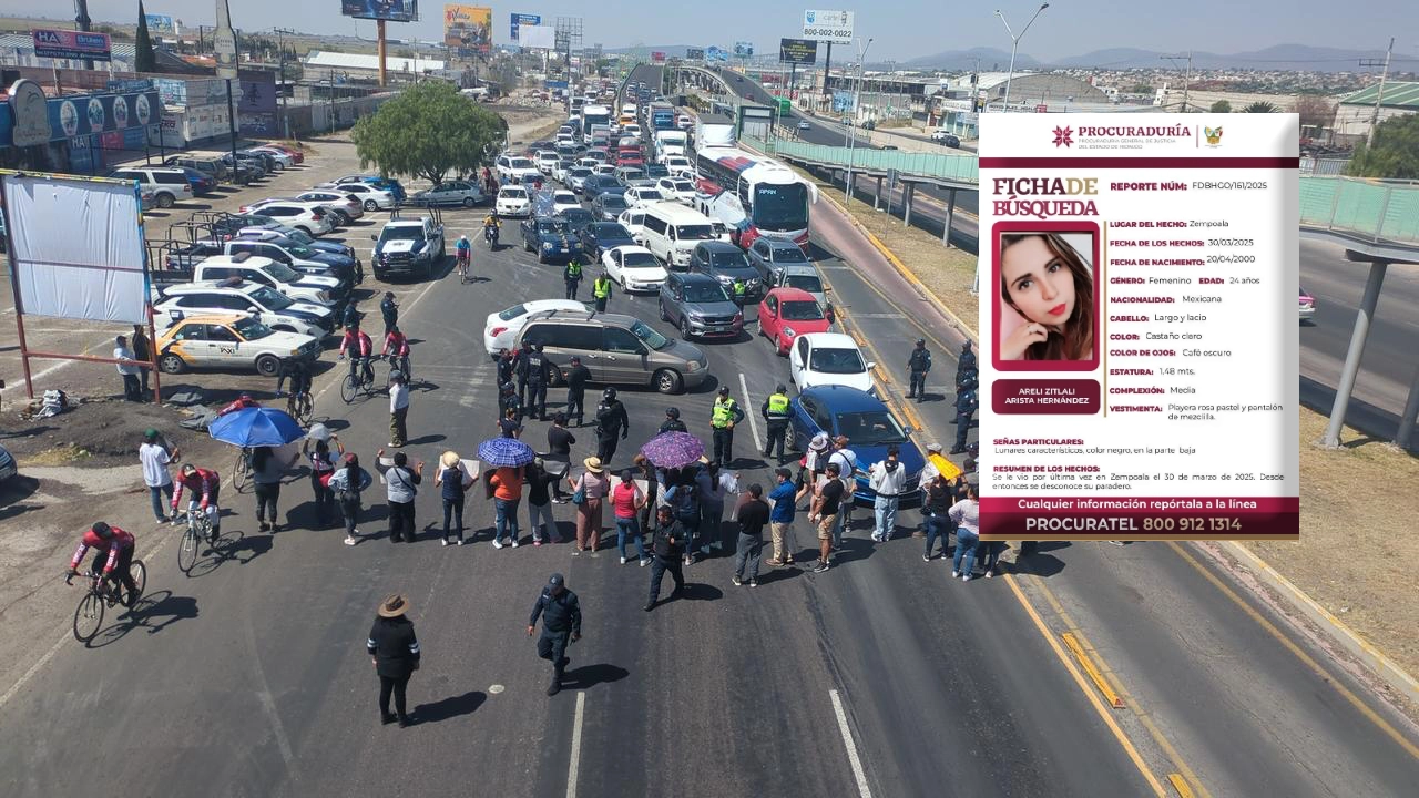 Bloqueo en la México Pachuca a la altura de Matilde: exigen búsqueda de joven desaparecida