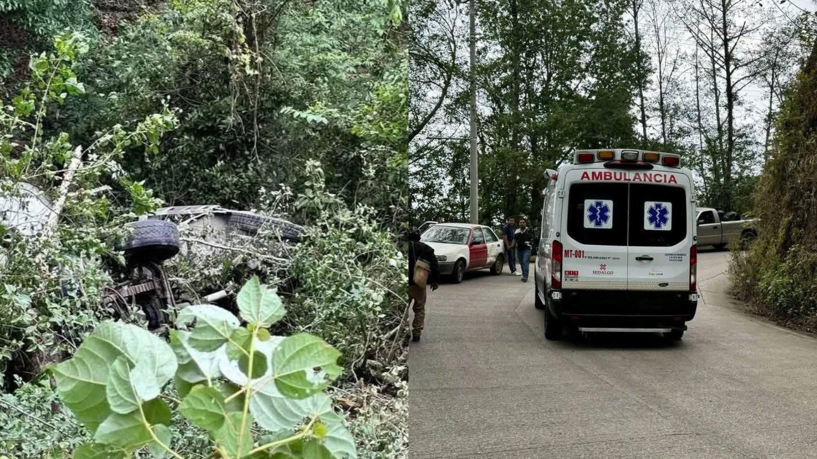 Camión revolvedor cae a barranco en Tlanchinol