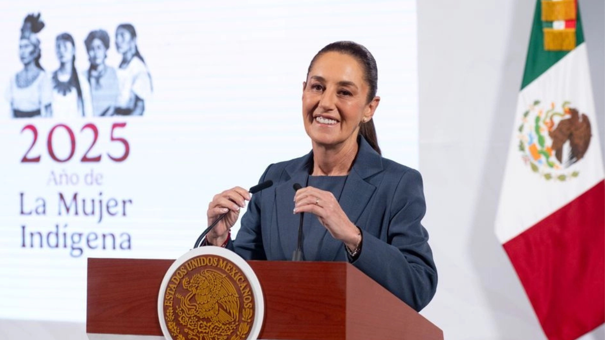 La presidenta Claudia Sheinbaum durante su conferencia matutina desde Palacio Nacional, en la Ciudad de México.