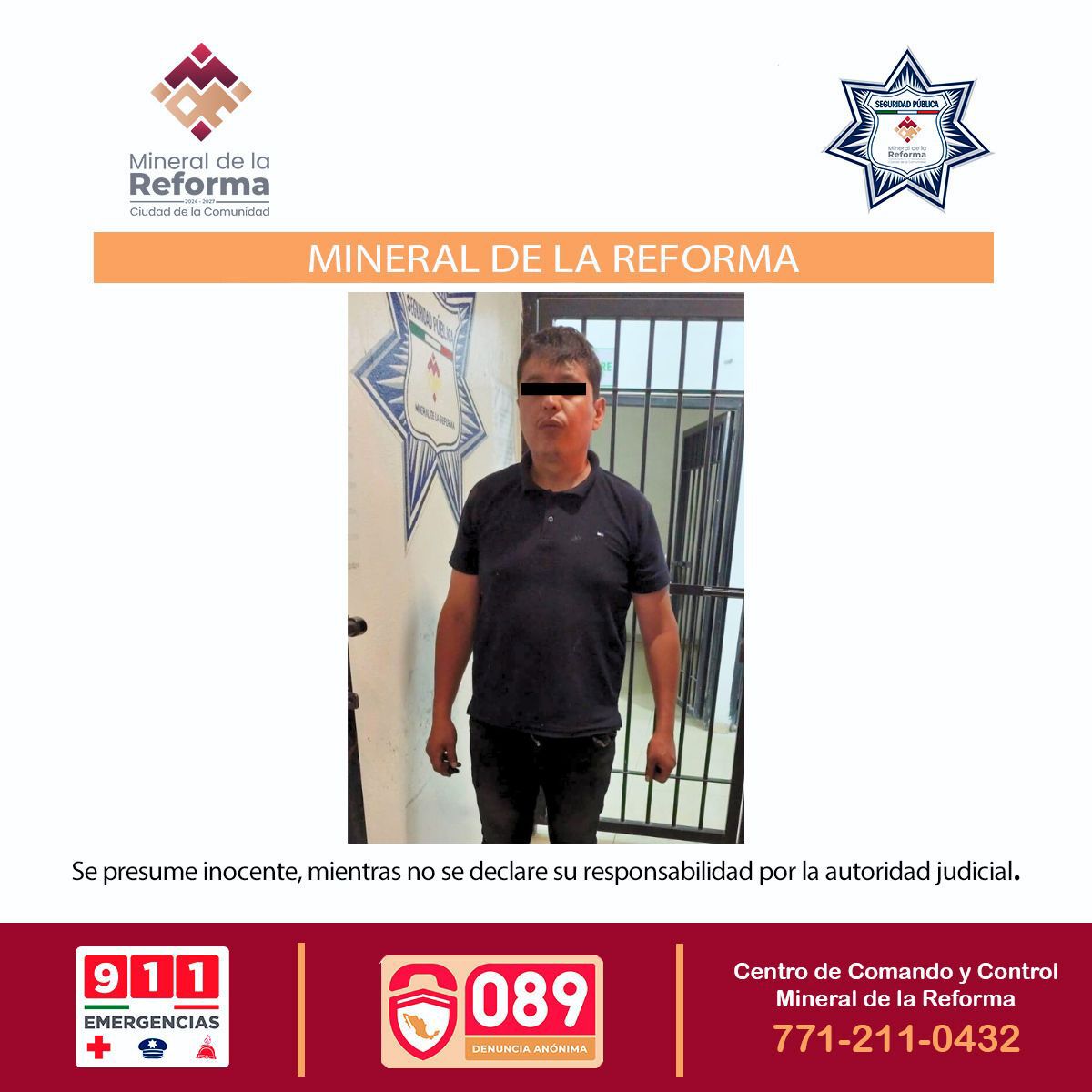 Hombre detenido por violencia familiar en Mineral de la Reforma