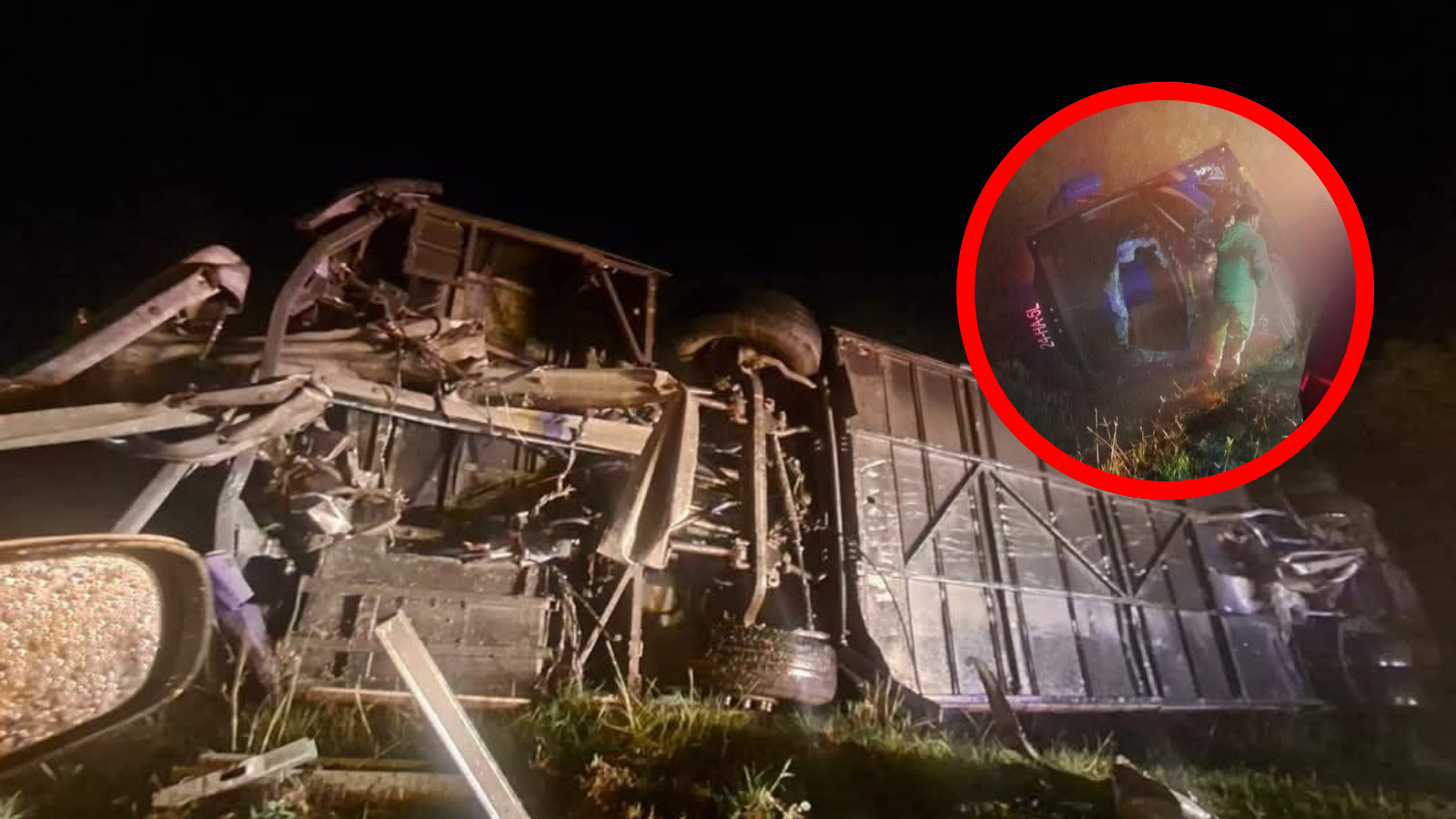 Seis lesionados tras volcadura de autobús que se dirigía a Huejutla