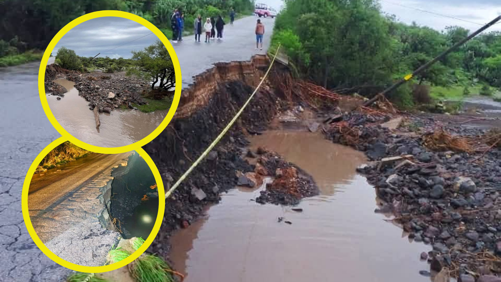 Colapsa carretera por lluvias; cierran paso a Alfajayucan