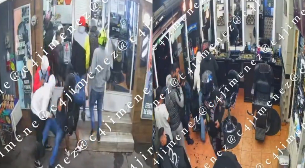 Captan en VIDEO momento exacto de ataque a barbería Studio 10 en la Agrícola Oriental en Iztacalco, CDMX