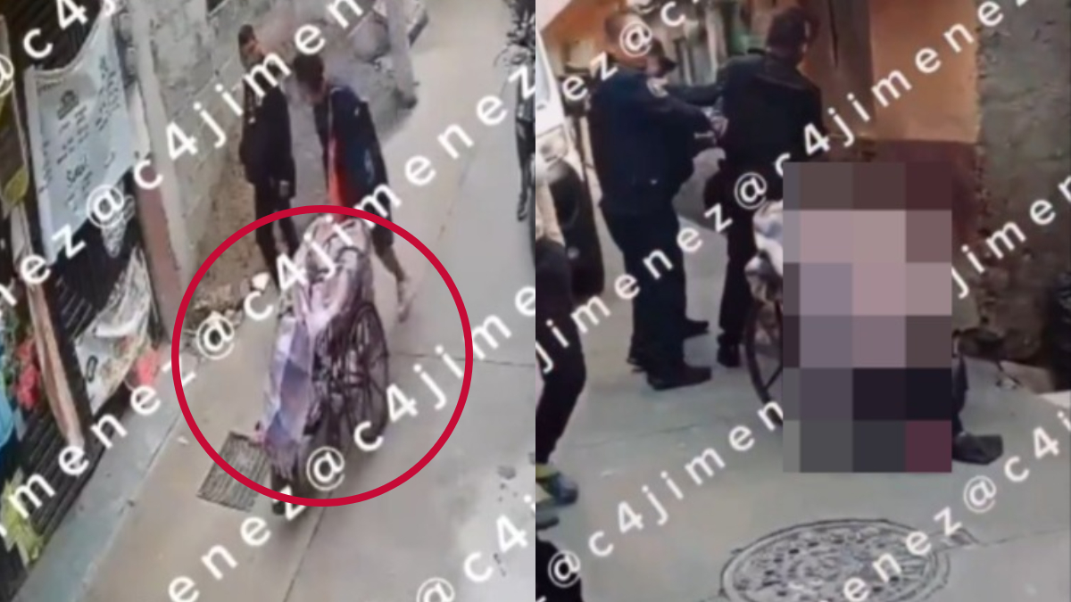 Captan en VIDEO a hombre paseando cadáver de su mamá en silla de ruedas; la mató a golpes