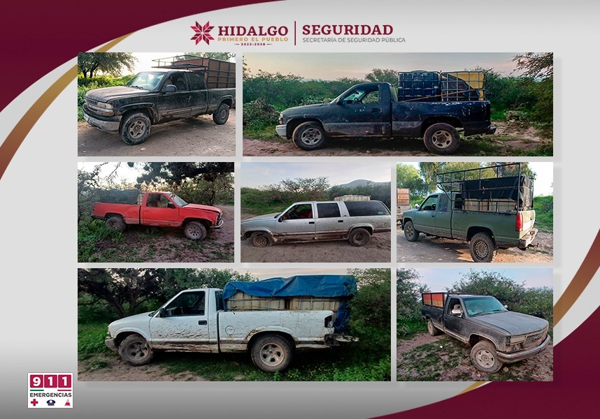 Aseguran vehículos con huachicol en Ajacuba