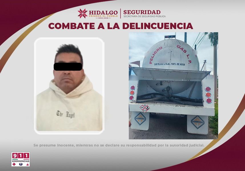 Aseguran pipa con 15 mil litros de gas LP en Pachuca