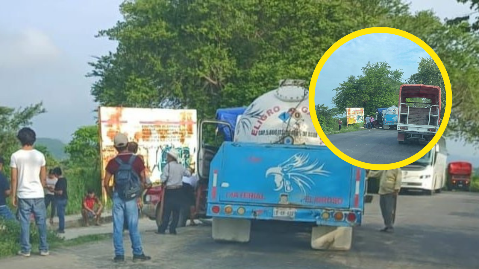 Pobladores retienen pipa tras accidente vial en Huejutla