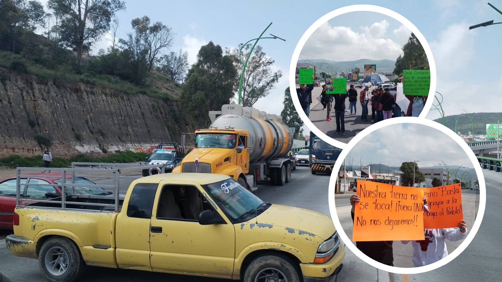 Manifestación bloquea ambos sentidos del bulevar Colosio en Pachuca