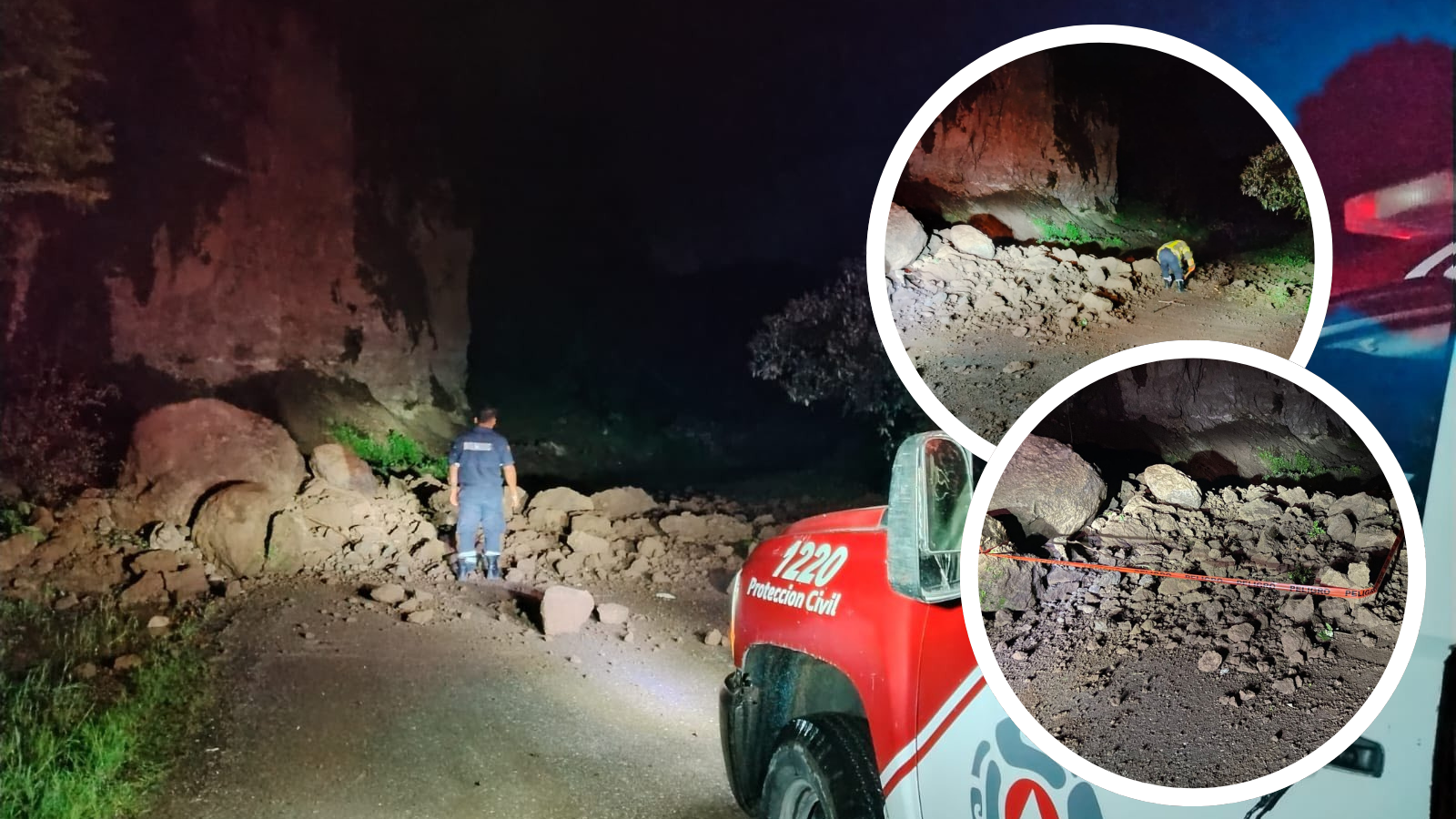 Deslave bloquea carretera en Tepeji del Río tras intensas lluvias