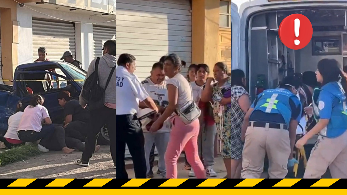 Vecinos hacen coperacha para pagar ambulancia y ayudar a heridos tras accidente en el Bulevar Minero de Pachuca.