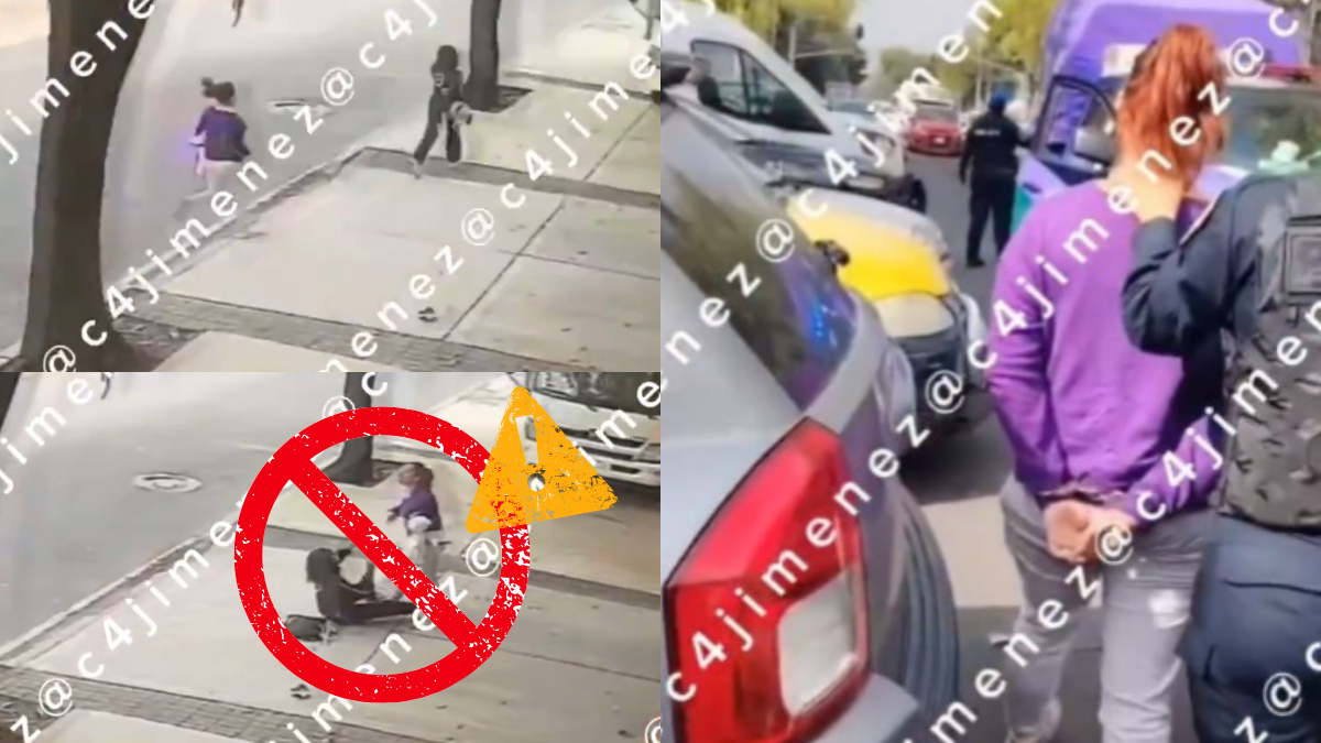 VIDEO: Así fue detenida  la madre que golpeó a su hija de 11 años por ir tarde a la escuela CDMX