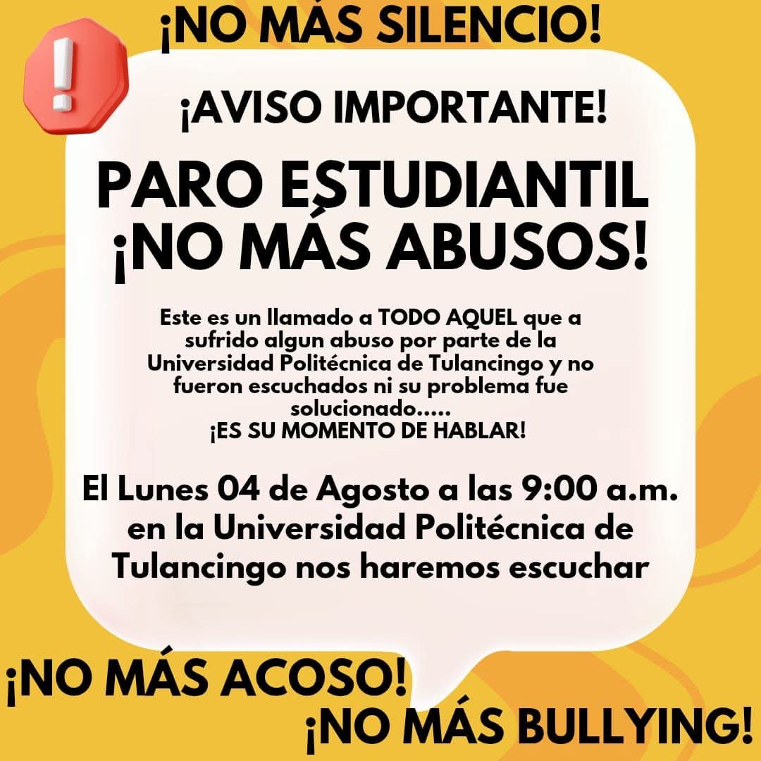 Estudiantes de la Politécnica de Tulancingo convocan paro