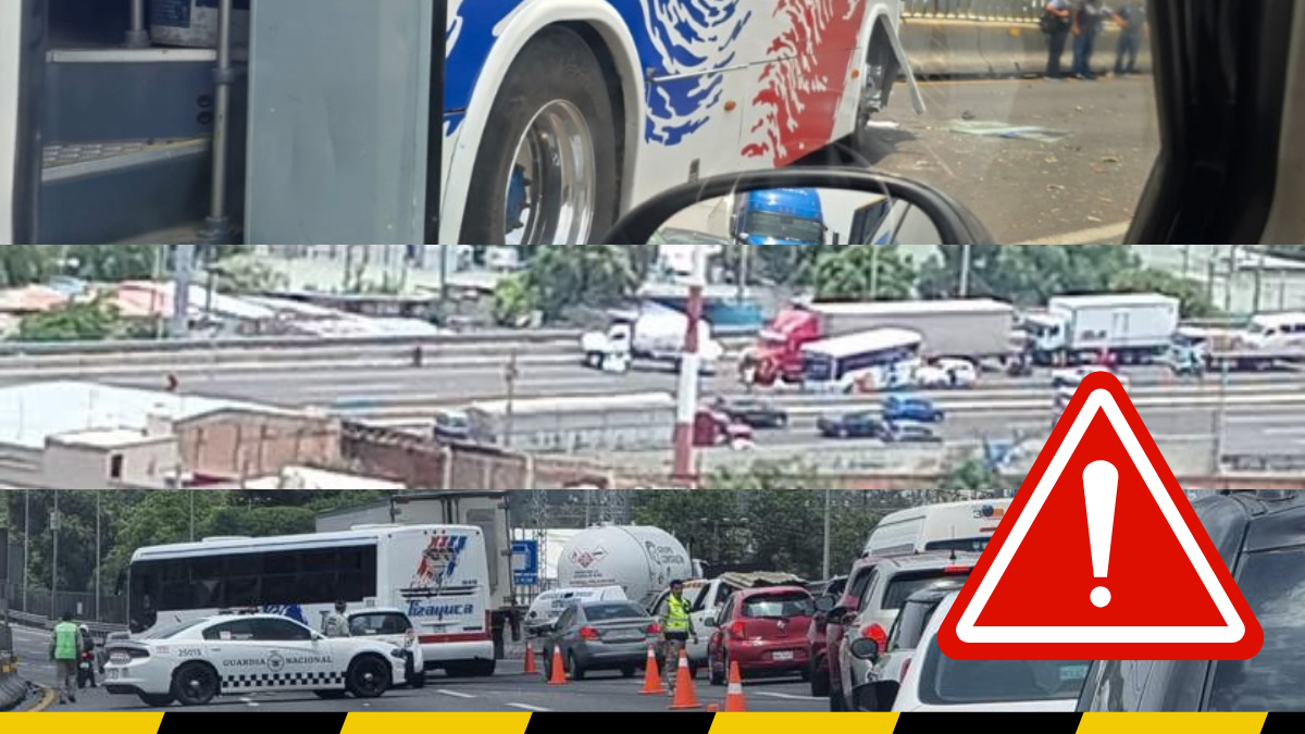 Choque entre autobús y pipa paraliza la autopista México-Pachuca este 17 de julio