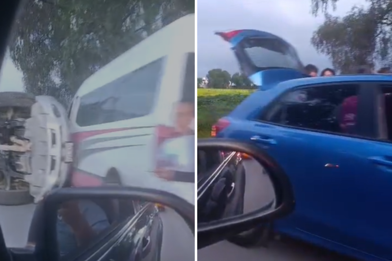 VIDEO. Auto vuelca y cae sobre combi en carretera a Ciudad Sahagún