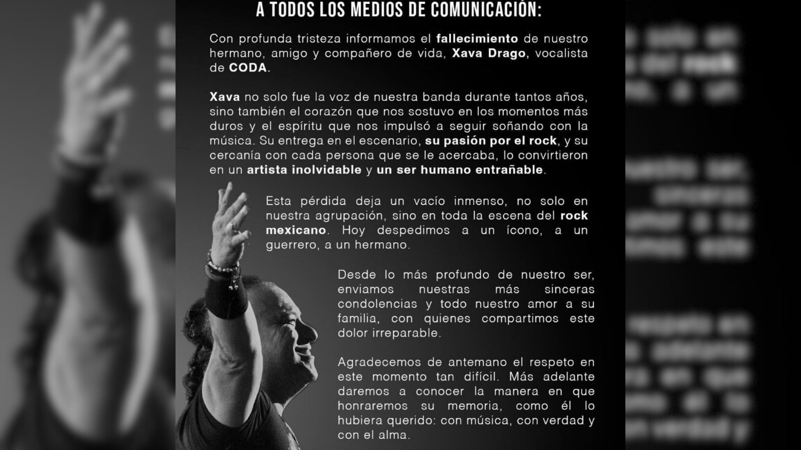 El rock mexicano de luto: muere Xava Drago, vocalista de Coda