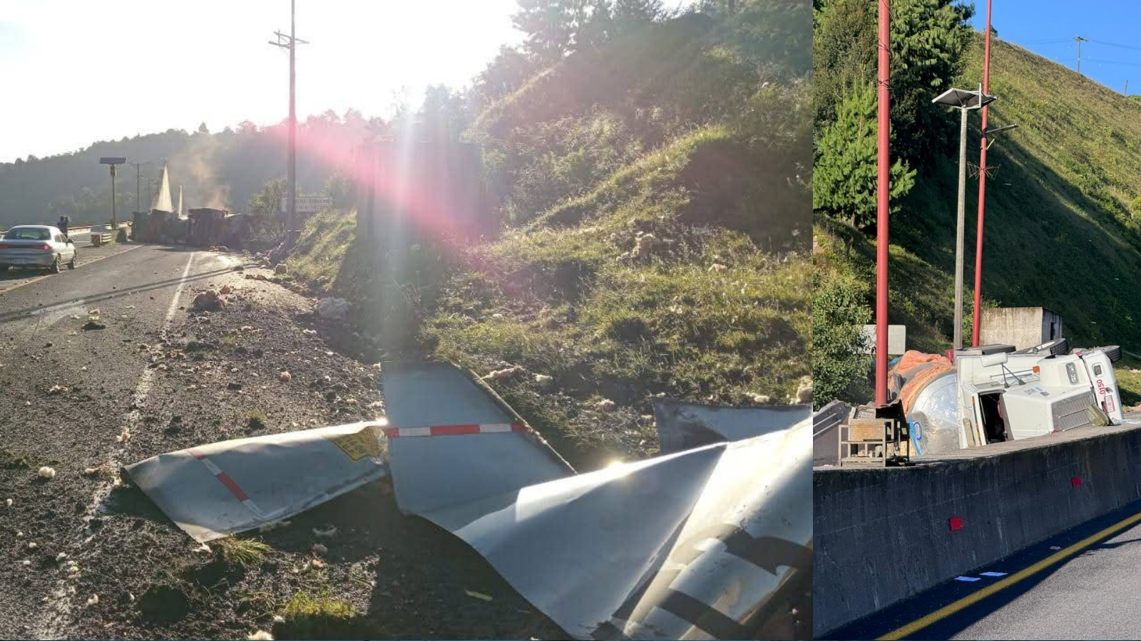 Pipa vuelca en autopista México-Tuxpan; cierre vial