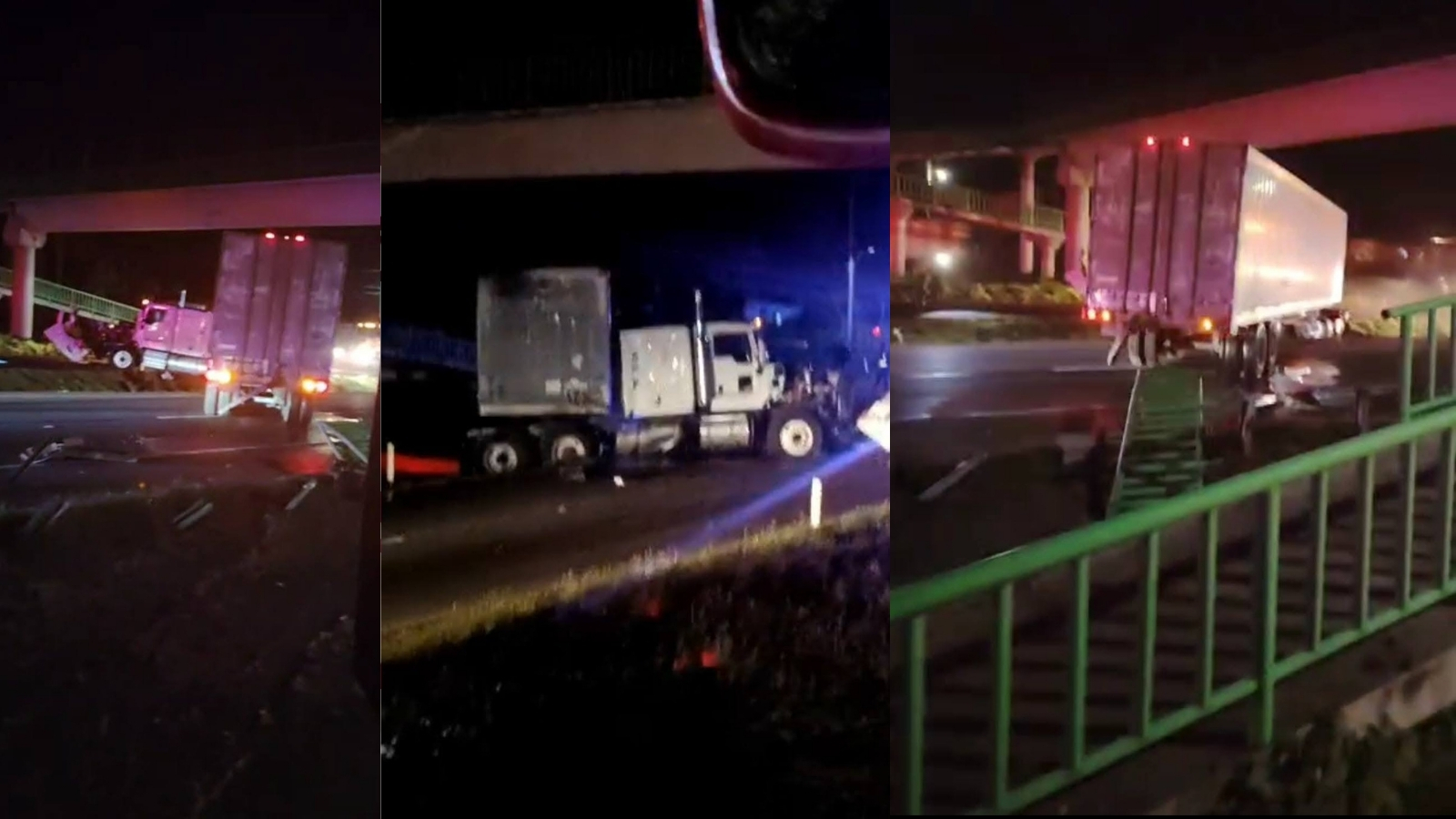 Tráiler choca contra puente en la carretera México-Tuxpan, en Singuilucan