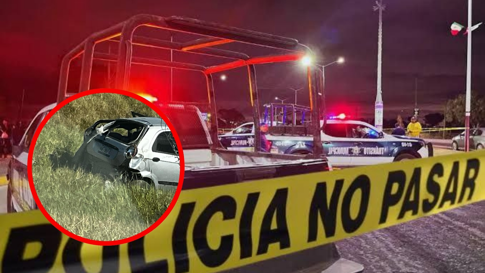 Vehículo vuelca al esquivar un bache en El Arenal