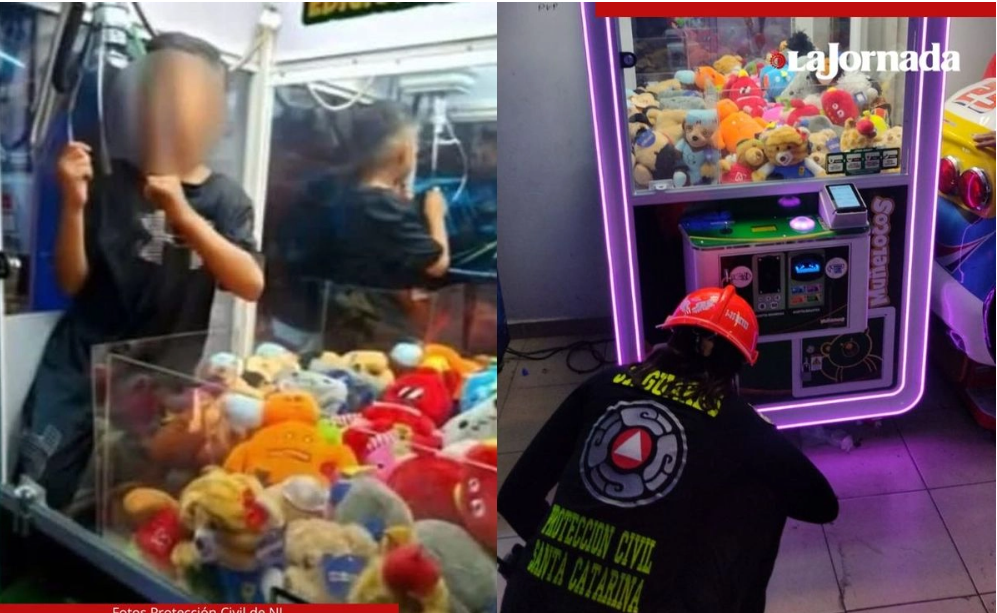 VIDEO | Menor queda atrapado en máquina de peluches en Nuevo León 