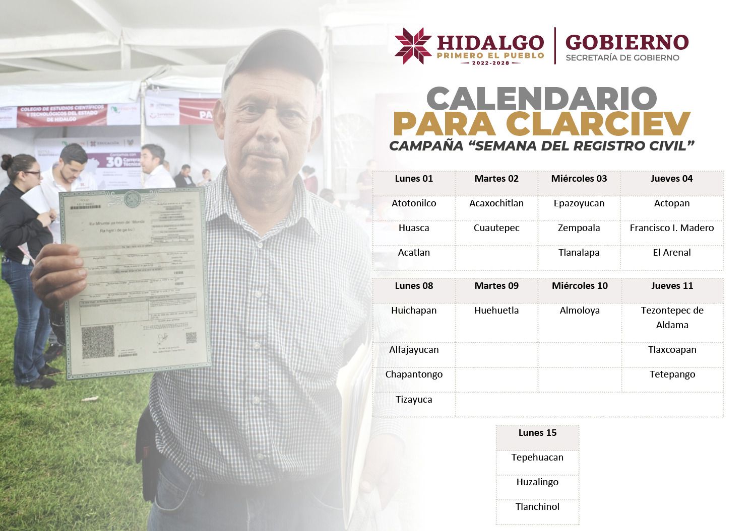 23 municipios participarán en campaña de registro de nacimientos