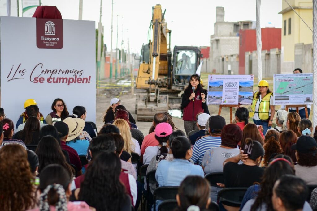 La alcaldesa de Tizayuca Gretchen Arellano destacó la importancia de la obra pública y el trabajo conjunto de los vecinos para gestionarla 