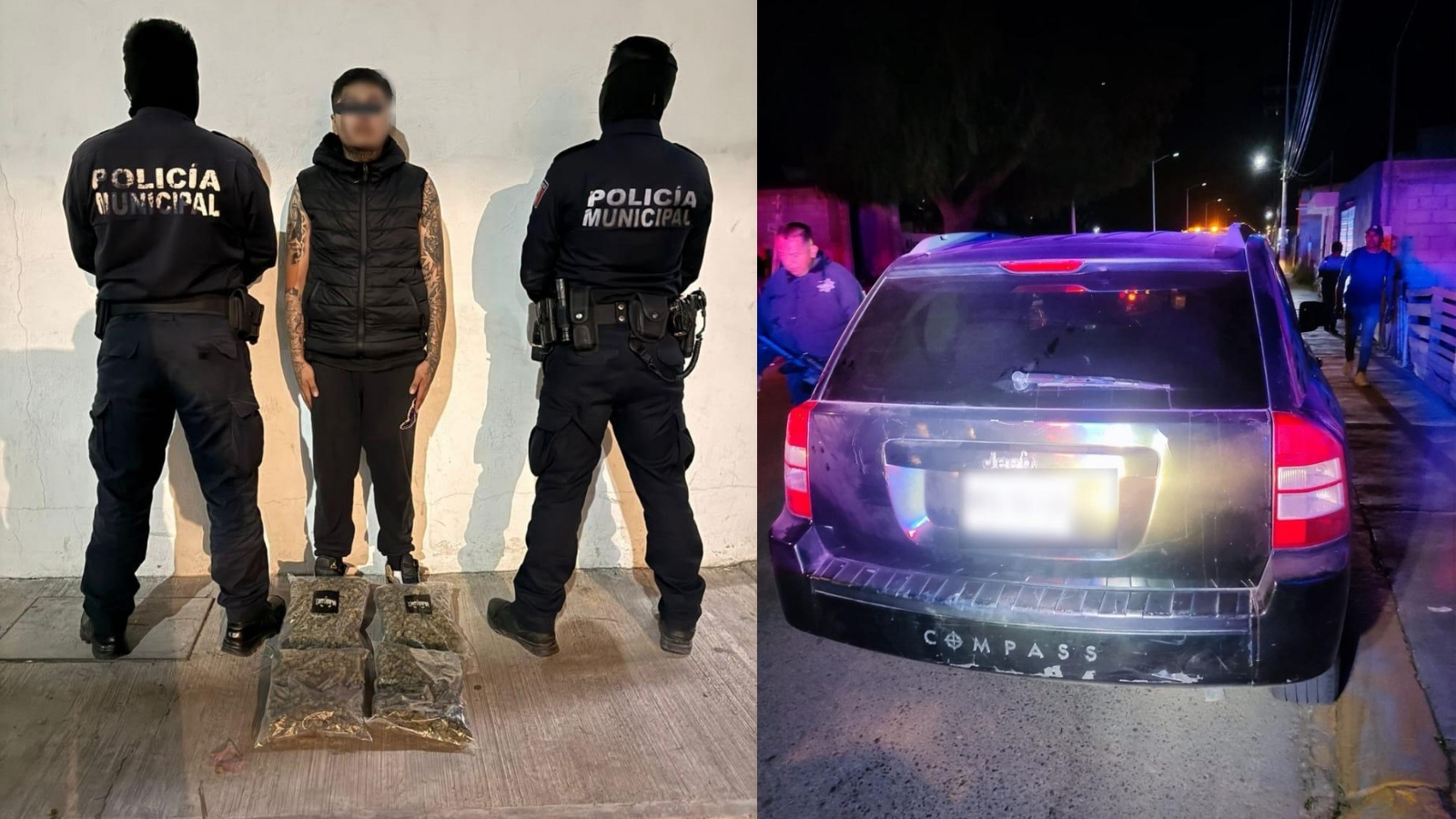 Hombre detenido con cuatro bolsas de marihuana en Mineral de la Reforma