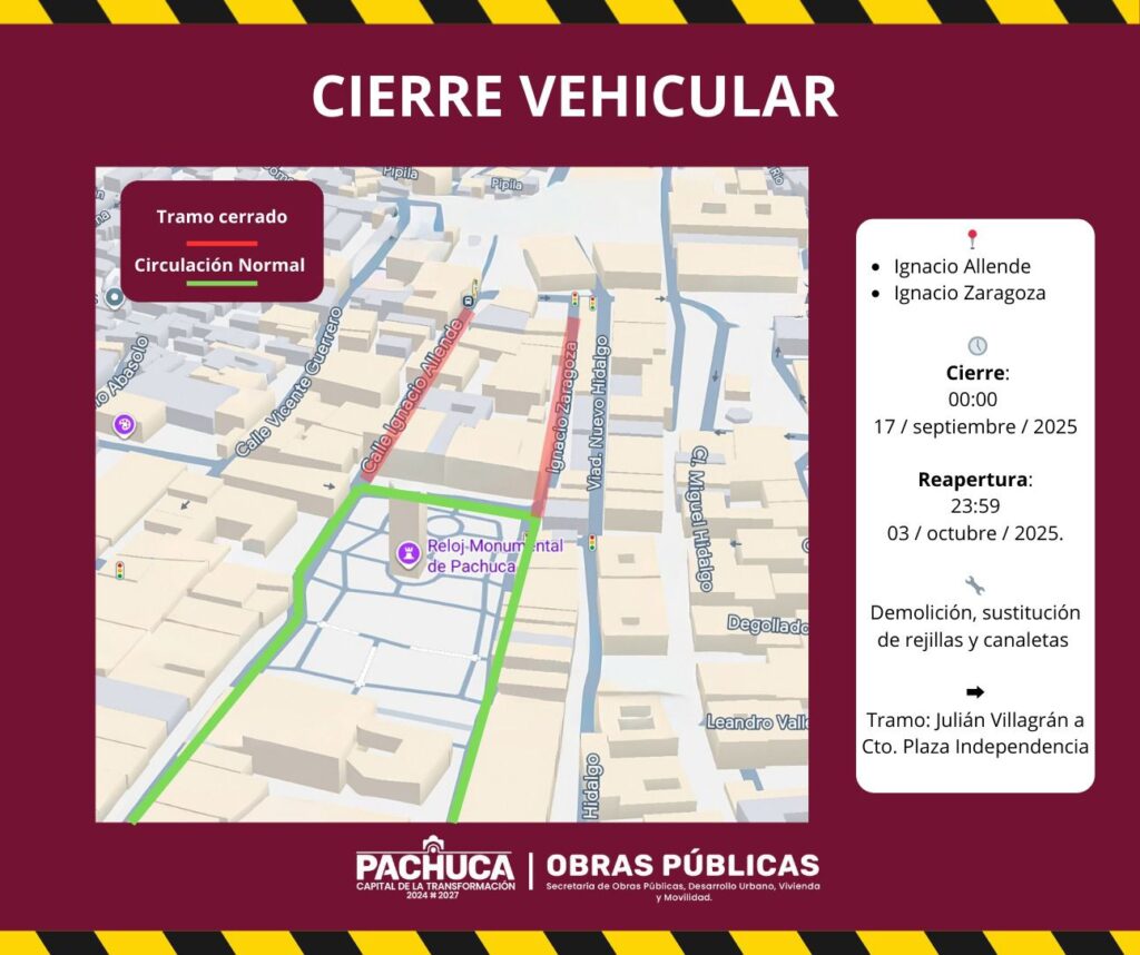 pachuca tramo cerrado centro