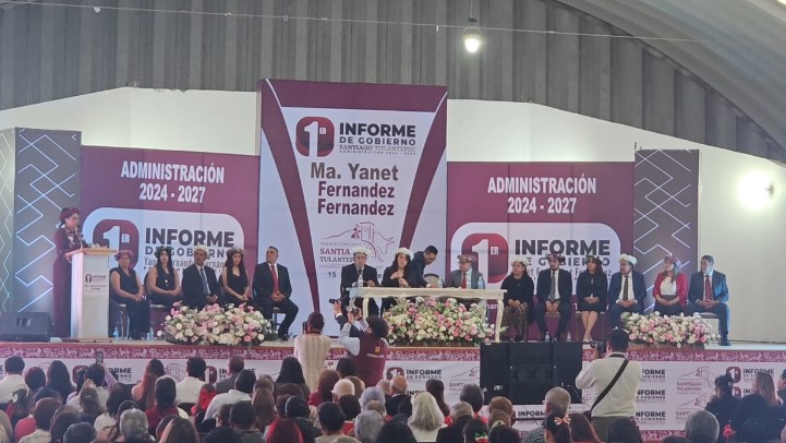 Informe Santiago Tulantepec: Presidenta Municipal marca territorio con Tulancingo durante visita de Sheinbaum