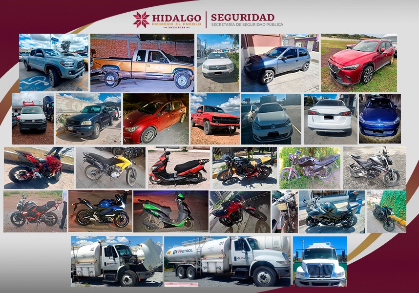 SSPH recupera 30 vehículos con reporte de robo en 15 municipios