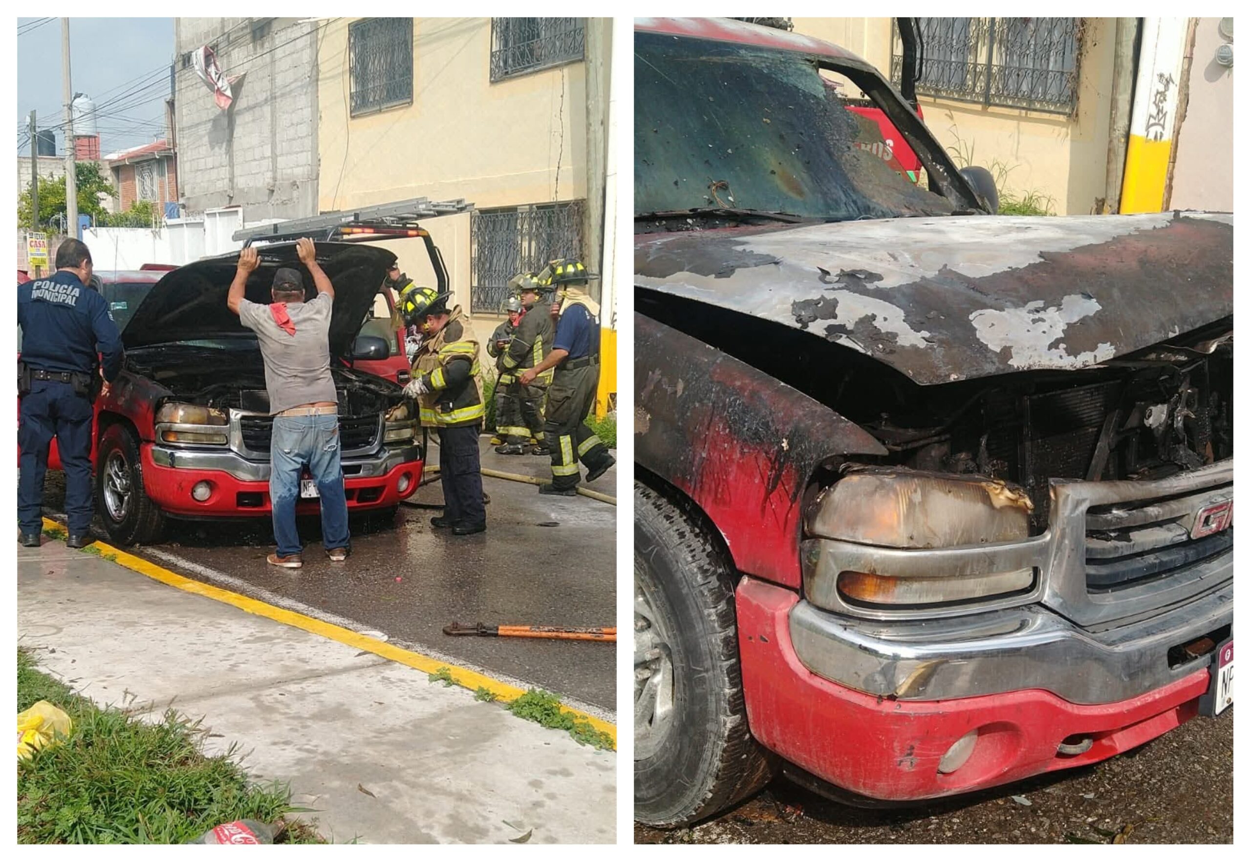 Sofocan incendio de camioneta en Ixmiquilpan