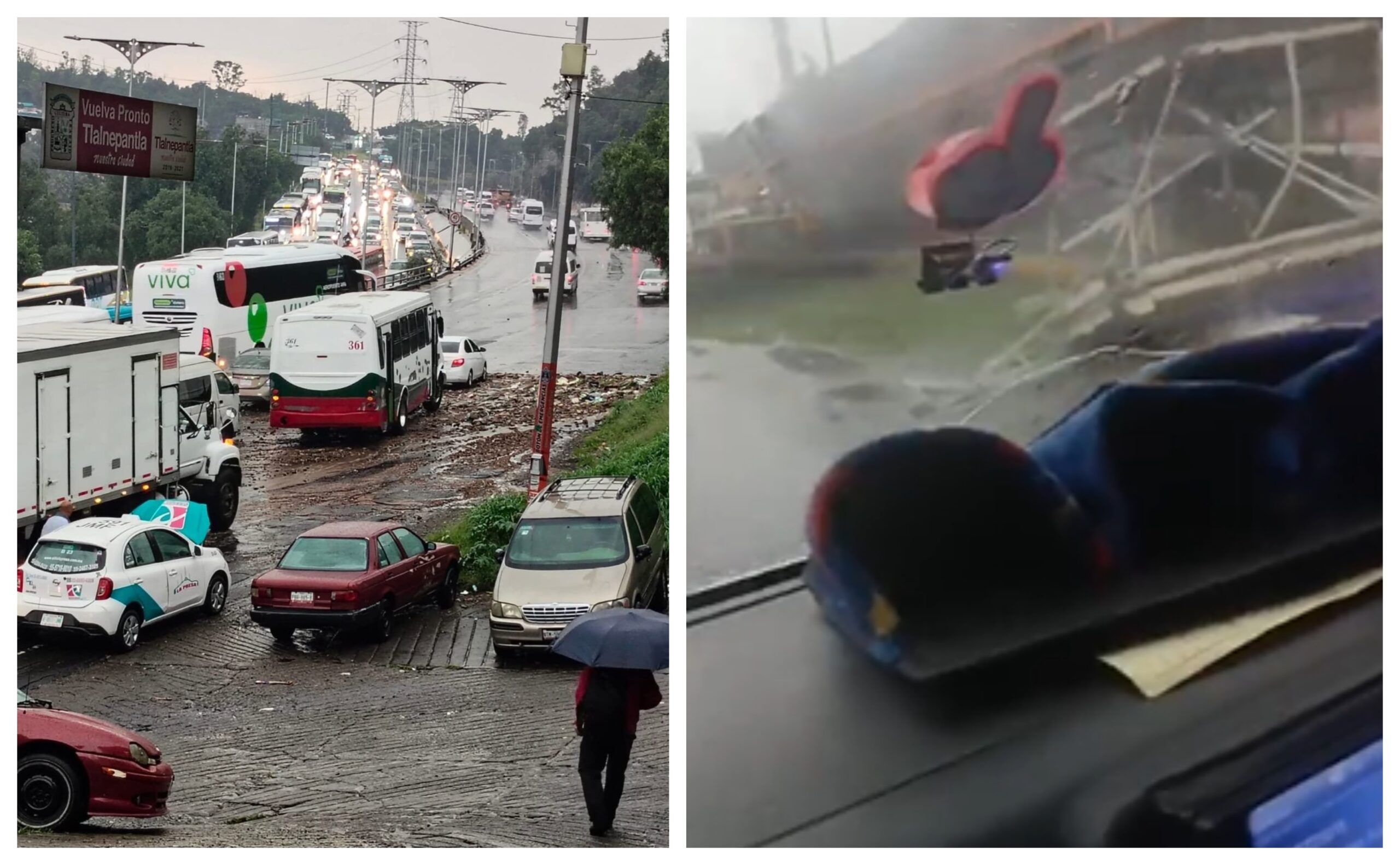 Autopista México-Pachuca: deslave de cerro, caída de estructura y encharcamientos desquician a automovilistas