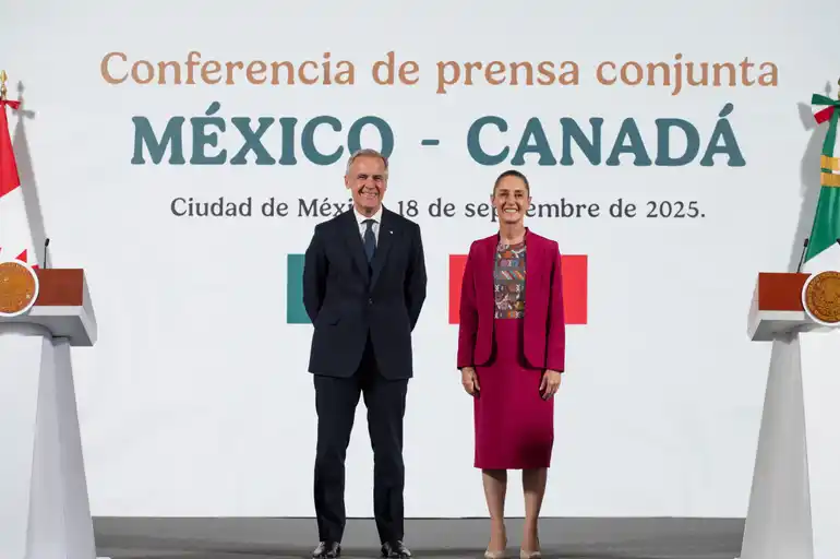 Claudia Sheinbaum y Mark Carney anuncian el Plan de Acción México-Canadá 2025-2028