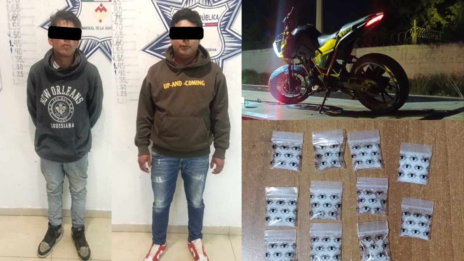 Detienen a dos personas con droga y moto robada en Mineral de la Reforma