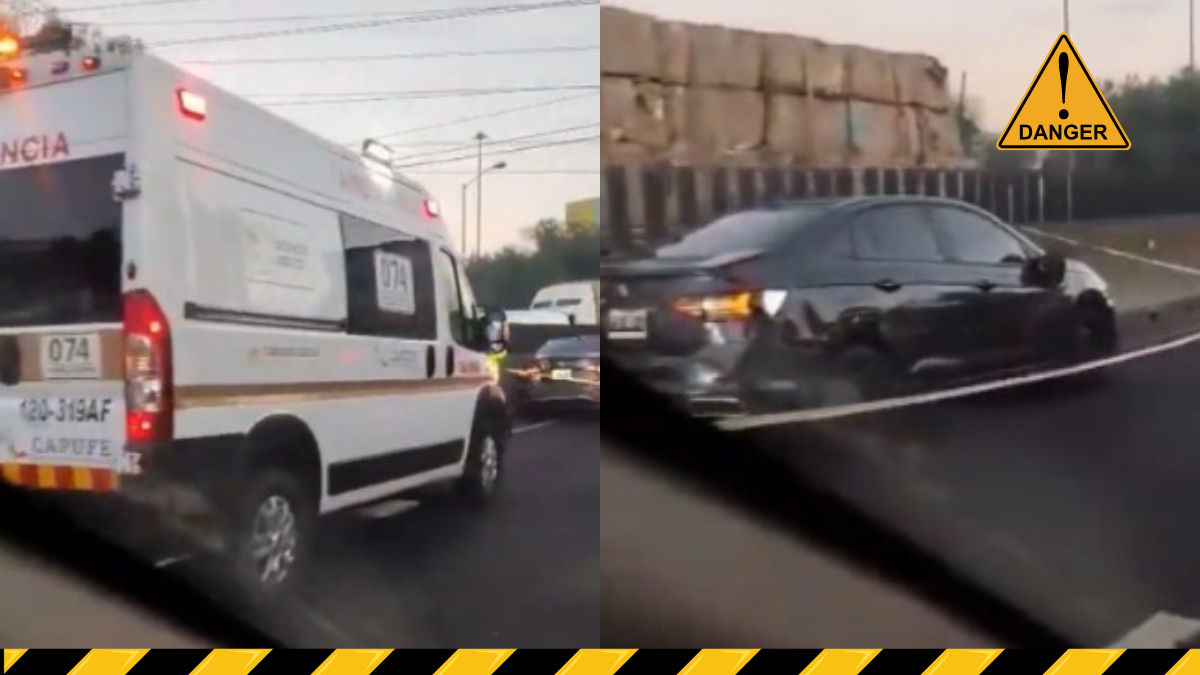 Guardia Nacional acordona zona tras la ejecución de un automovilista en el Circuito Exterior Mexiquense, Edomex.