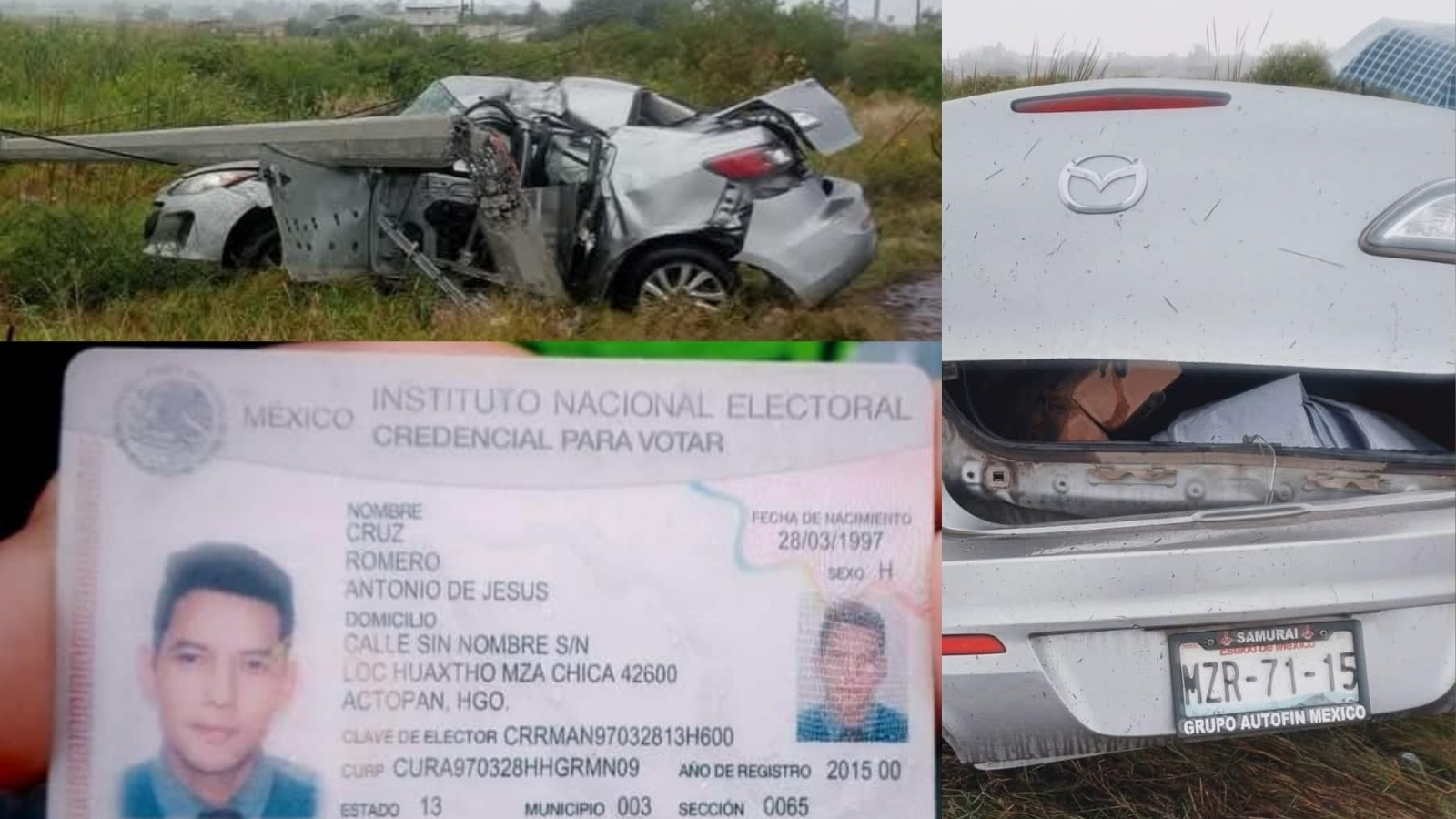 Fuerte choque en la carretera Actopan-Ixmiquilpan deja a conductor hospitalizado