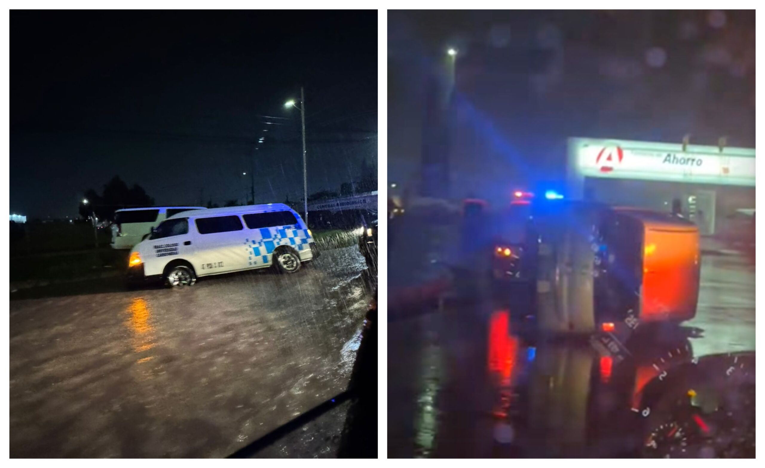 Lluvias en Pachuca dejan un auto y una combi volcados: un lesionado