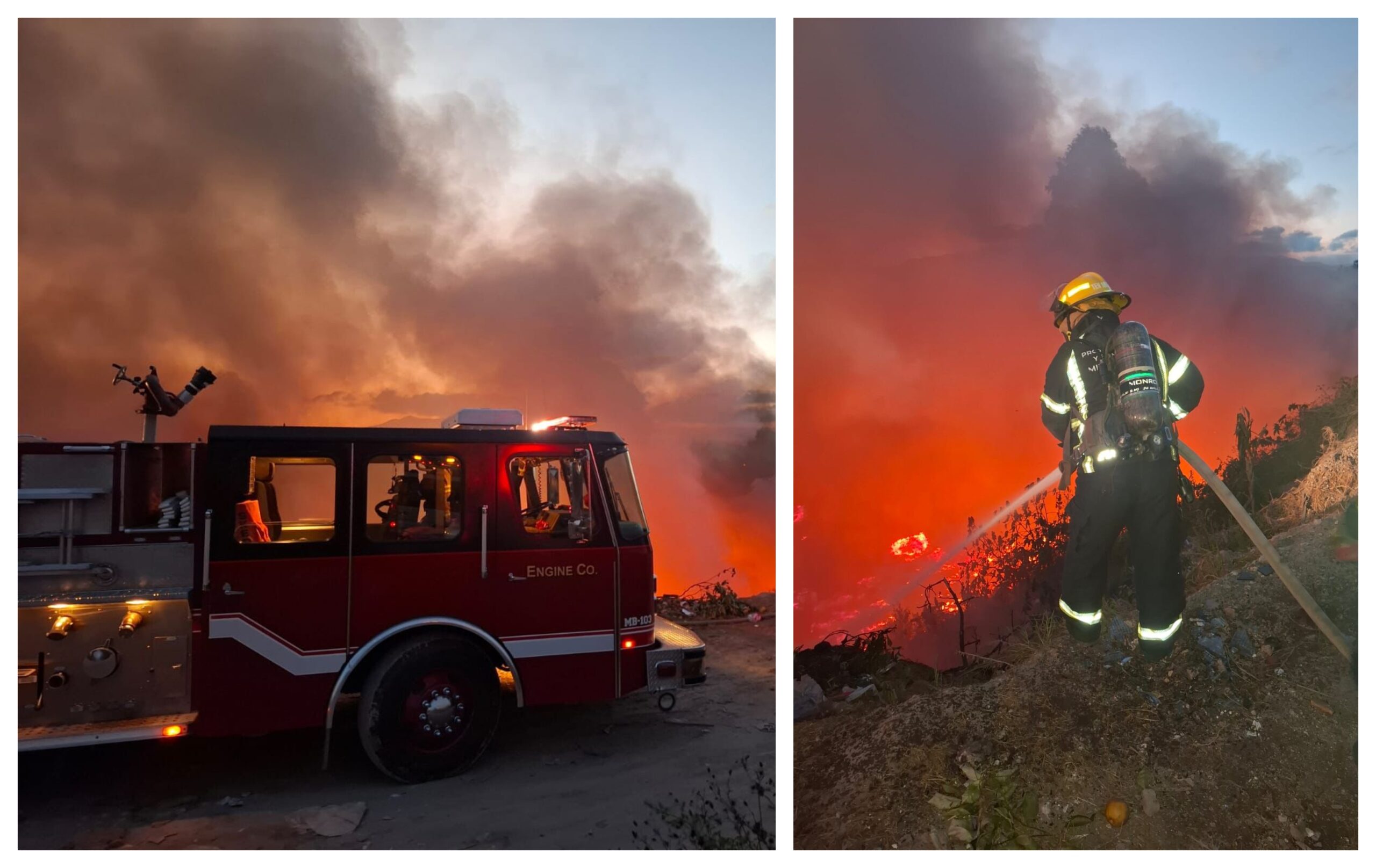 Incendio en basurero clandestino en límites de Mixquiahuala y Tezontepec de Aldama genera enorme columna de humo