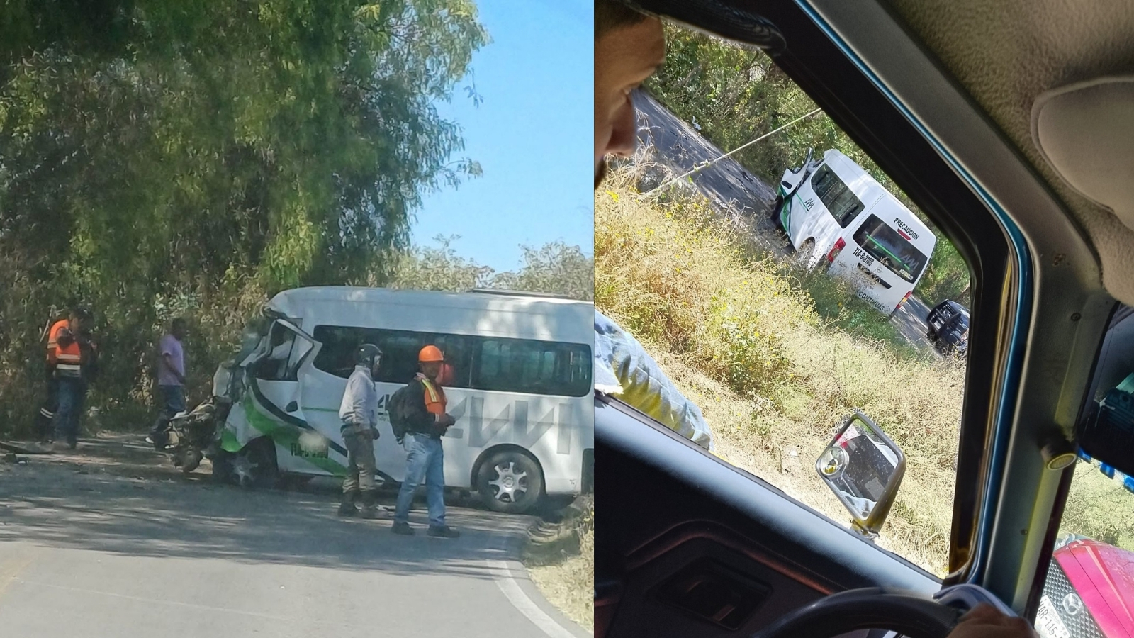Choque entre transporte público y grúa en la presa Endhó deja varios lesionados