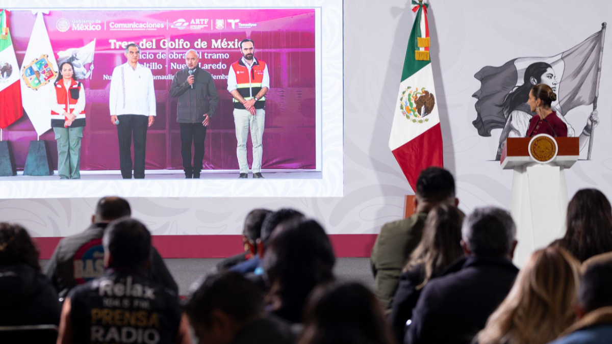 Sheinbaum encabeza banderazo de inicio de obras del tramo Arroyo El Sauz-Nuevo Laredo del tren del Golfo de México