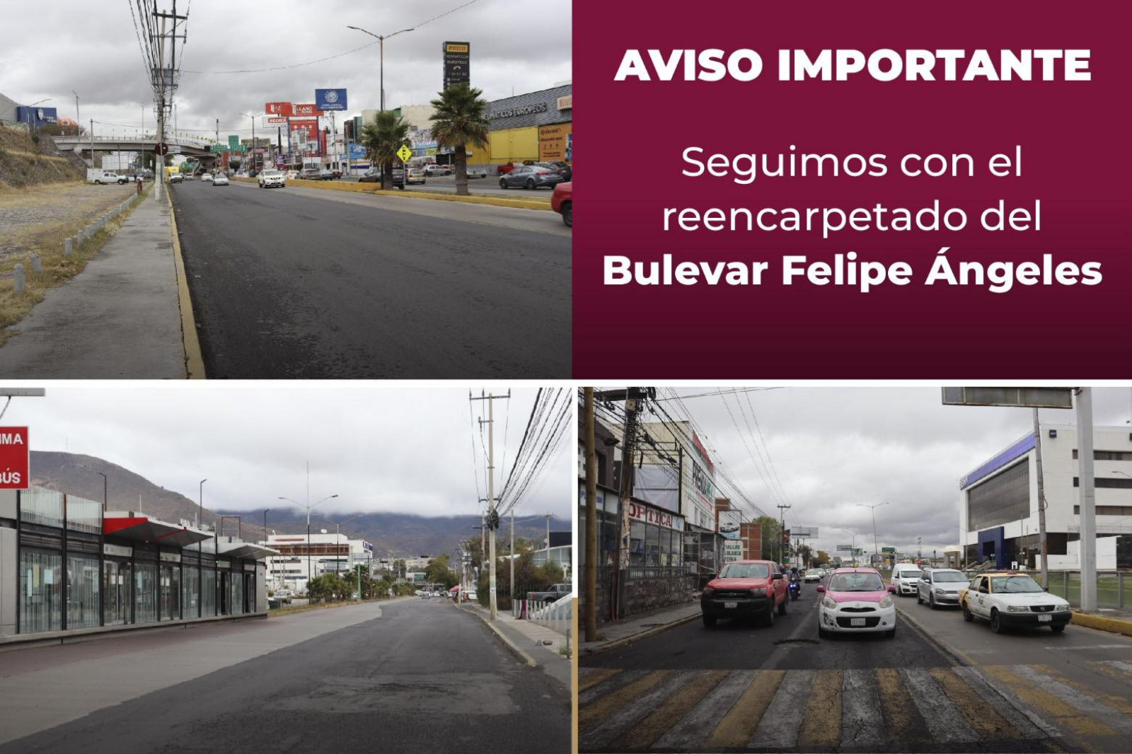 Atención conductores: anuncian nuevo reencarpetado en bulevar principal de Pachuca
