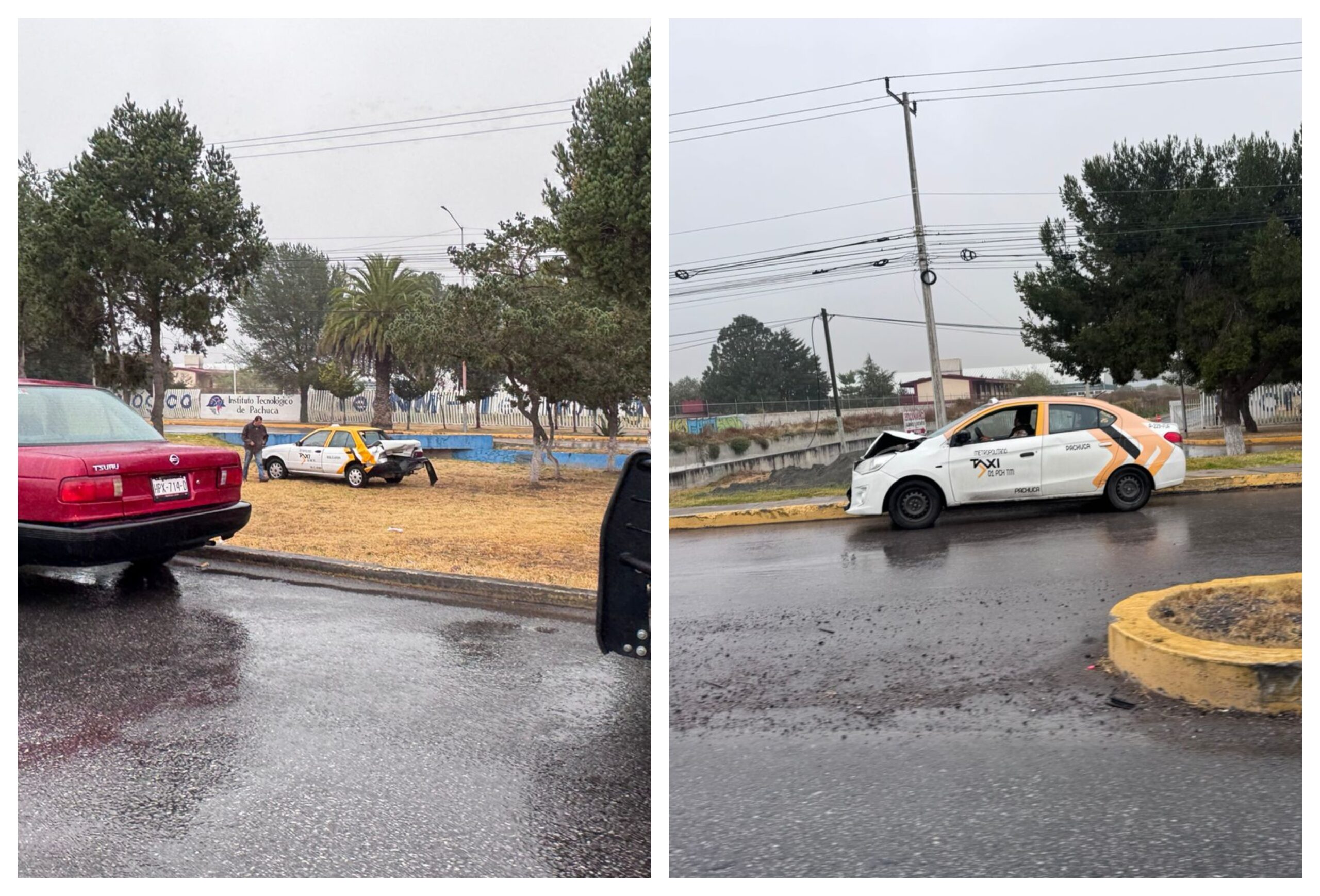 Pachuca: choque de taxis sobre el bulevar Felipe Ángeles causa tráfico intenso