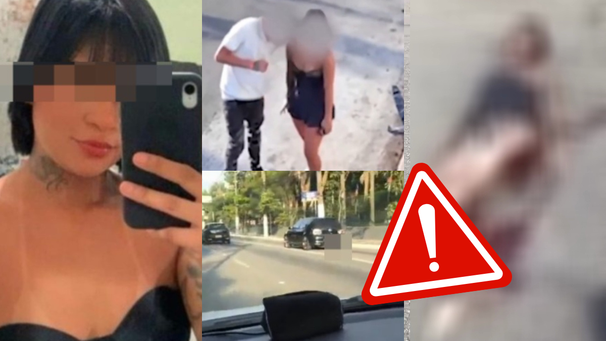 Momento en que la mujer atropellada en Brasil es arrastrada por el coche de su exnovio en São Paulo.