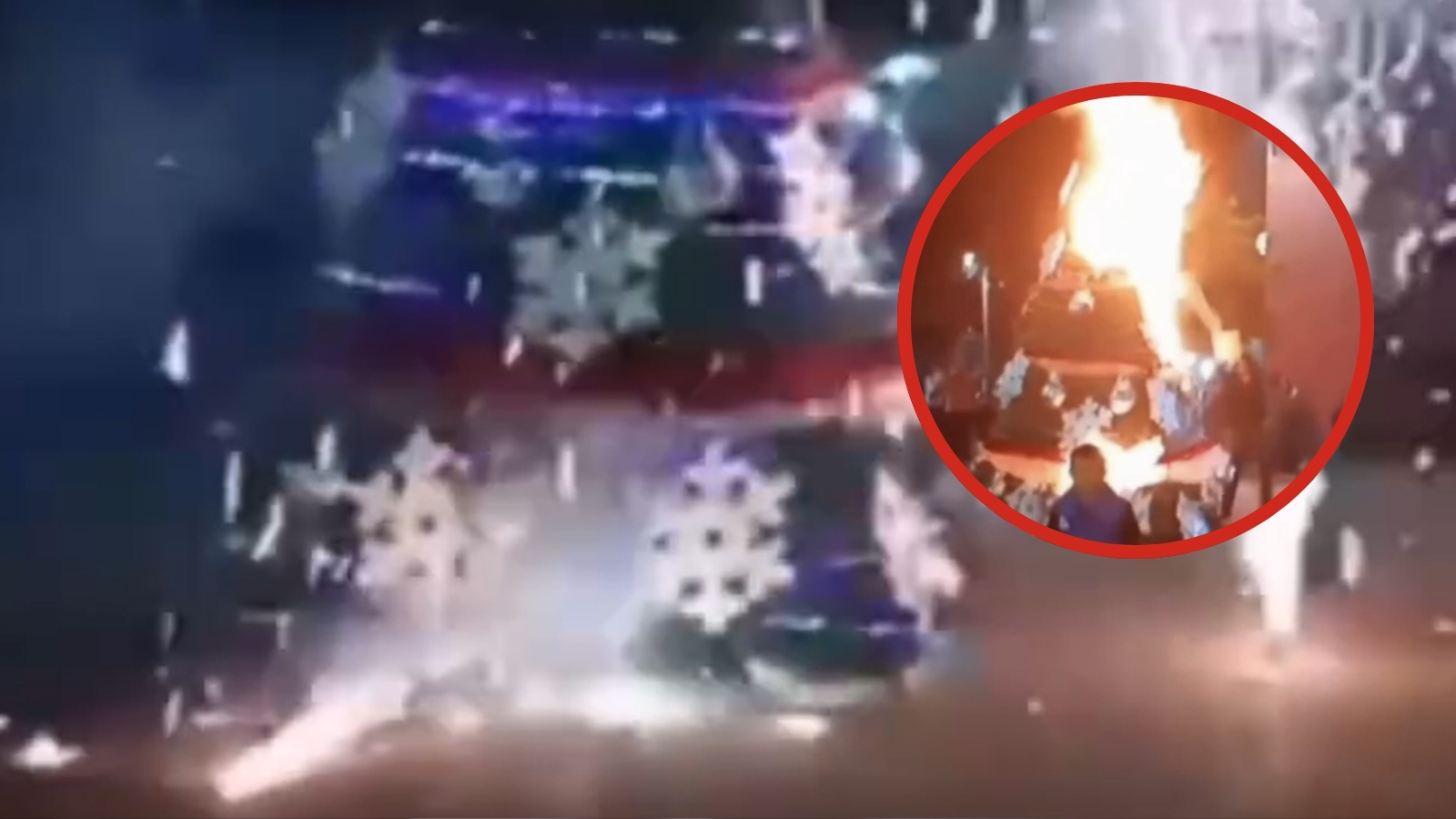 Incendio de árbol de navidad por pirotecnia