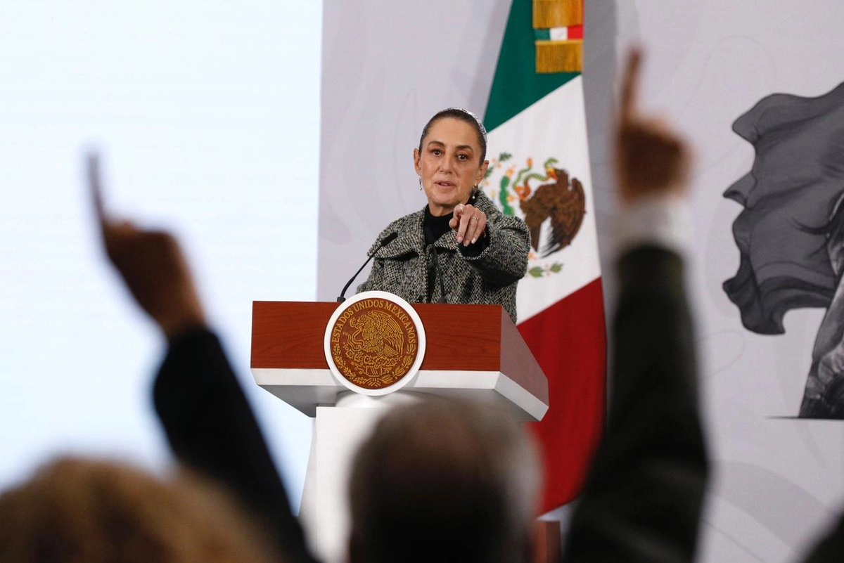 La presidenta Claudia Sheinbaum, durante su conferencia de este jueves 18 de diciembre.