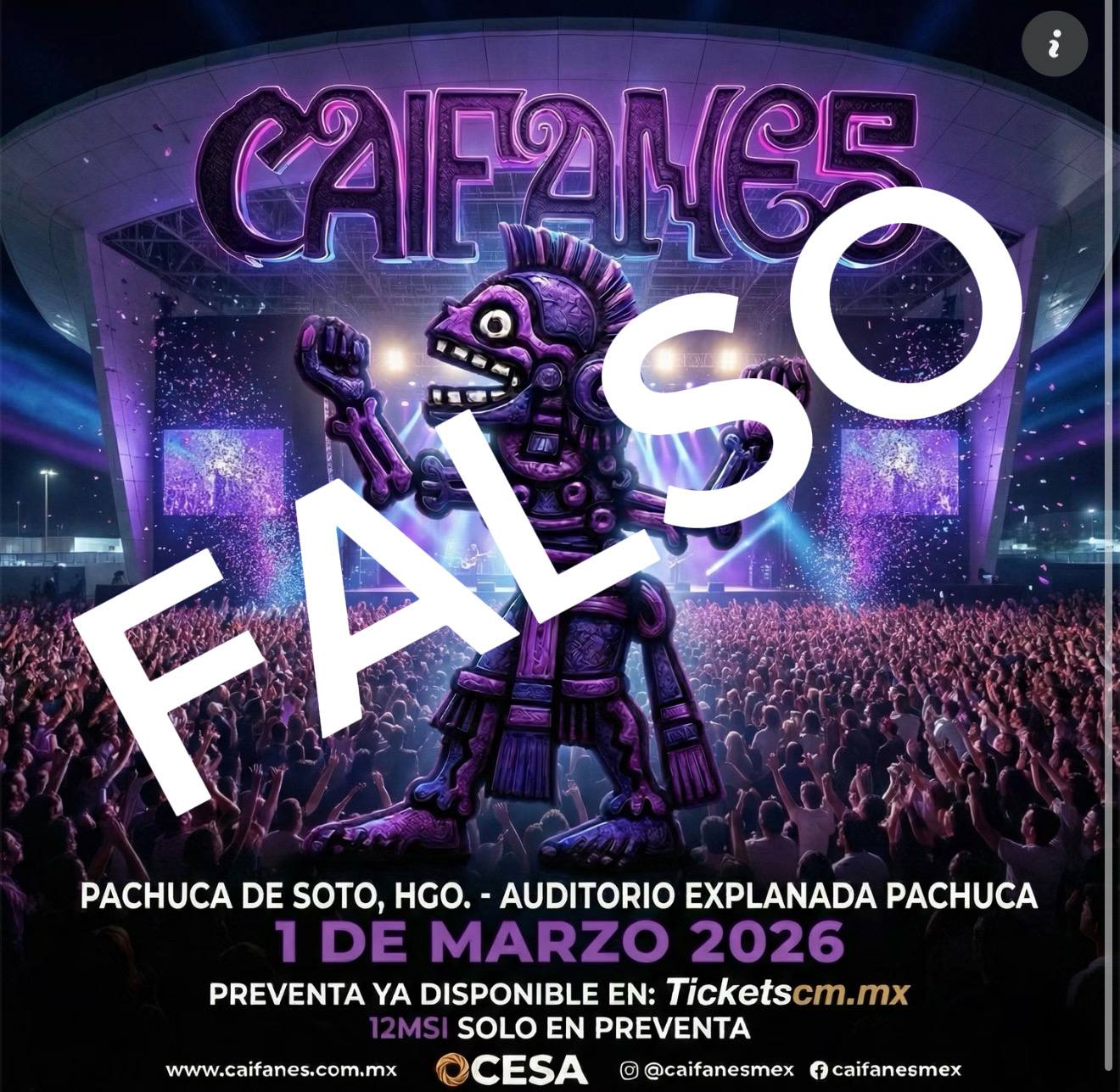 Alertan por falso concierto de Caifanes en Pachuca