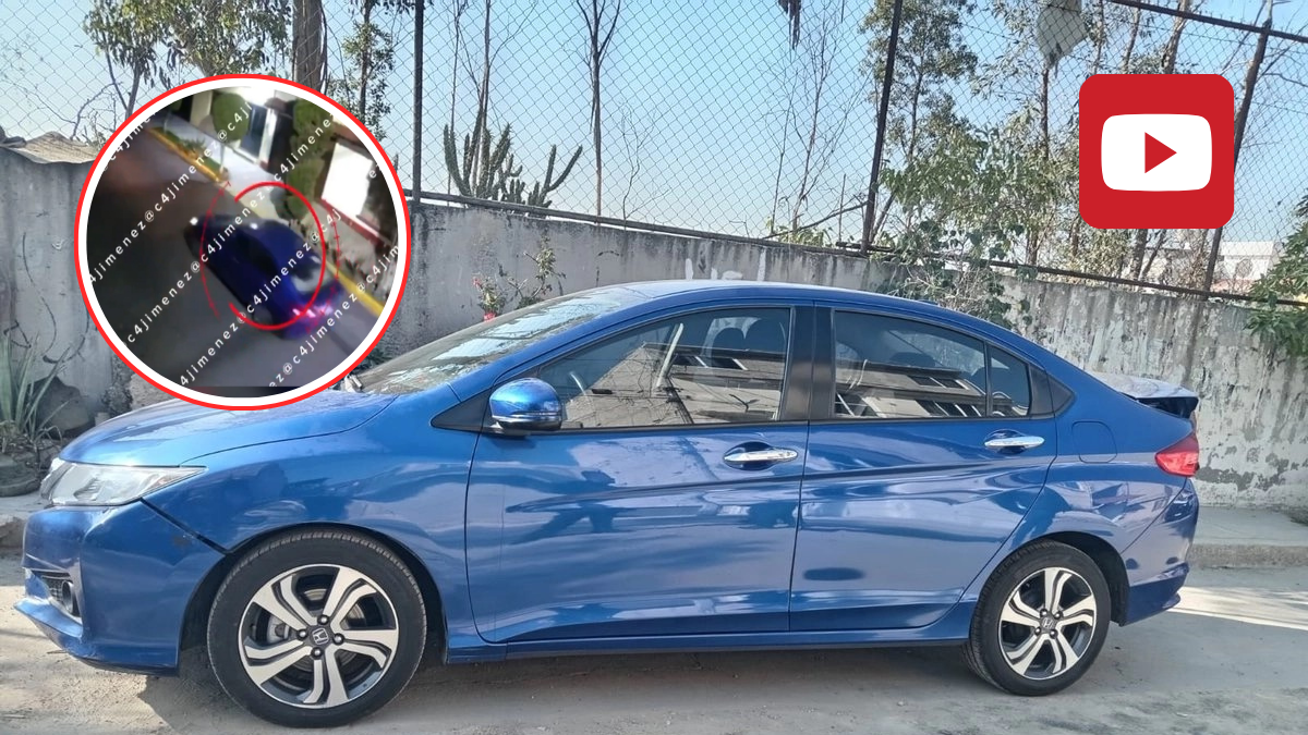 Revelan VIDEO del momento en que cuerpo de motociclista se desprende de auto en Iztapalapa.